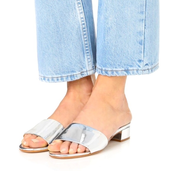 SCHUTZ Shoes - SCHUTZ Elka slides mirrored sandals silver low 6.5
